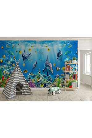 Oxyteez   Deniz Altında Sevimli Yunus Balıkları Duvar Kağıdı-5614 5614