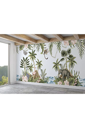 Oxyteez   Tropikal Orman Bitkileri ve Hayvanları Çocuk Odası Duvar Kağıdı-5615 5615