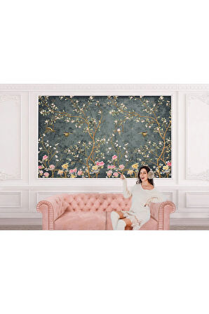 Oxyteez   Tropical Ağaç Yaprakları ve Kuşlar Duvar Kağıdı-5616 5616