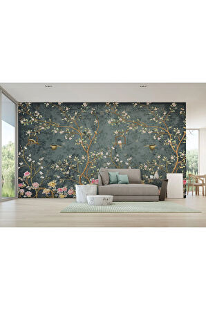 Oxyteez   Tropical Ağaç Yaprakları ve Kuşlar Duvar Kağıdı-5616 5616