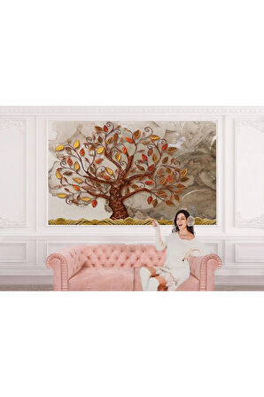 Oxyteez   Kabartma Görünümlü Ağaç Desenli Dekoratif Duvar Örtüsü-5621 5621