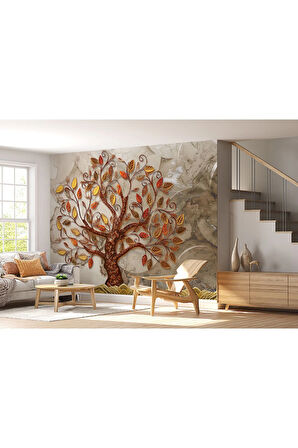 Oxyteez   Kabartma Görünümlü Ağaç Desenli Dekoratif Duvar Örtüsü-5621 5621