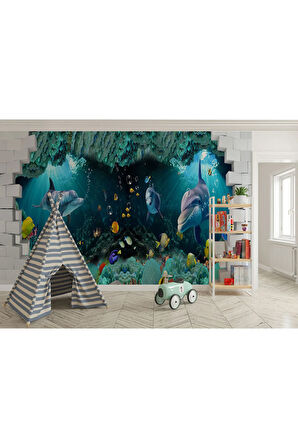 Oxyteez   Deniz Altında Sevimli Yunus Balıkları Duvar Kağıdı-5622 5622