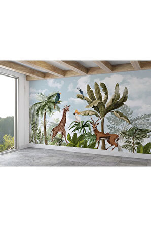 Oxyteez   Tropikal Orman Bitkileri ve Hayvanlar Çocuk Odası Duvar Kağıdı-5625 5625