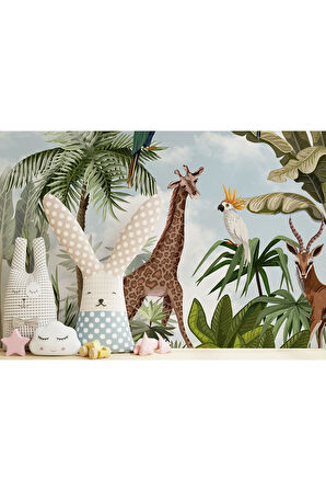 Oxyteez   Tropikal Orman Bitkileri ve Hayvanlar Çocuk Odası Duvar Kağıdı-5625 5625