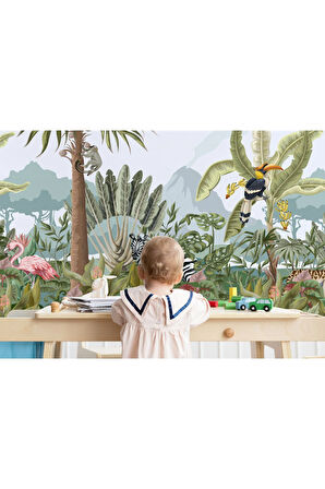 Oxyteez   Tropikal Sarmaşık Desenli Duvar Kağıdı-5627 5627