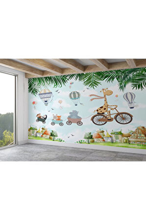 Oxyteez   Uçan Hayvanlar ve Uçan Balonlar Bebek ve Çocuk Odası Duvar Kağıdı-5629 5629