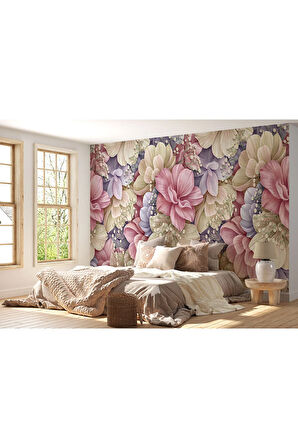 Oxyteez   Büyük Yapraklı Dekoratif Desenli Çiçek Duvar Kağıdı-5632 5632