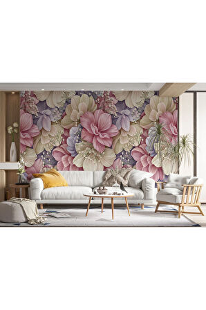 Oxyteez   Büyük Yapraklı Dekoratif Desenli Çiçek Duvar Kağıdı-5632 5632