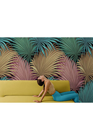 Oxyteez   Tropikal Renkli Yaprak Desenli Duvar Kağıdı-5636 5636