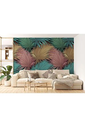 Oxyteez   Tropikal Renkli Yaprak Desenli Duvar Kağıdı-5636 5636