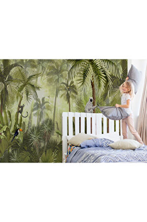 Oxyteez   Tropikal Orman Bitkileri ve Hayvanları Çocuk Odası Duvar Kağıdı-5639 5639