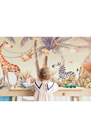 Oxyteez   Sevimli Hayvanlar Desenli Duvar Kağıdı Kreş Okul Posteri-5640 5640