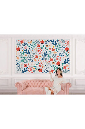 Oxyteez   Renkli Çiçekler Desenli Duvar Kağıdı-5650 5650