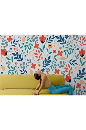 Oxyteez   Renkli Çiçekler Desenli Duvar Kağıdı-5650 5650