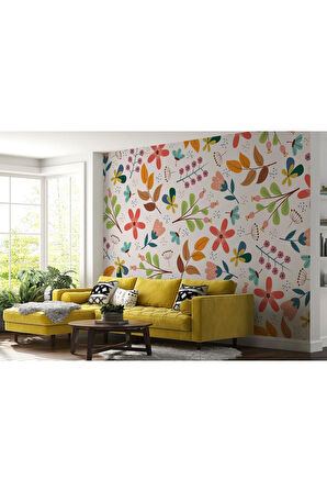 Oxyteez   Renkli Çiçekler Desenli Duvar Kağıdı-5651 5651