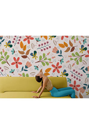Oxyteez   Renkli Çiçekler Desenli Duvar Kağıdı-5651 5651