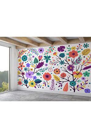 Oxyteez   Renkli Çiçekler Desenli Duvar Kağıdı-5652 5652
