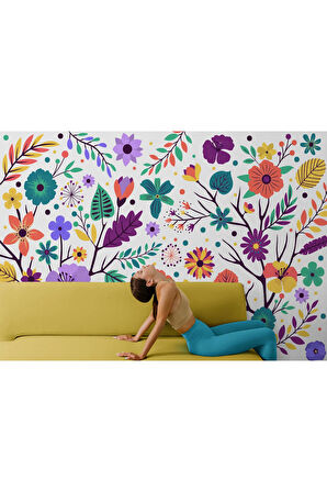 Oxyteez   Renkli Çiçekler Desenli Duvar Kağıdı-5652 5652