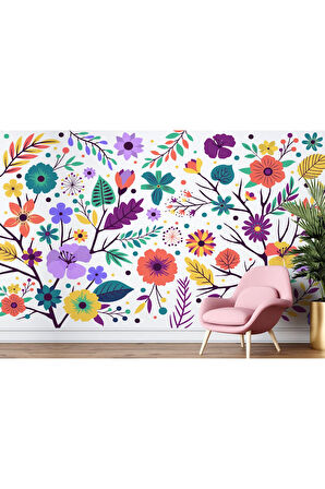 Oxyteez   Renkli Çiçekler Desenli Duvar Kağıdı-5652 5652