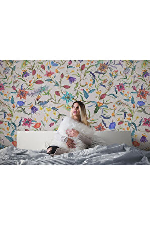 Oxyteez   Renkli Çiçekler Desenli Duvar Kağıdı-5653 5653