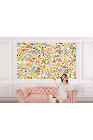 Oxyteez   İskandinav Tarzı Modern Renkli Yapraklar Duvar Kağıdı-5703 5703