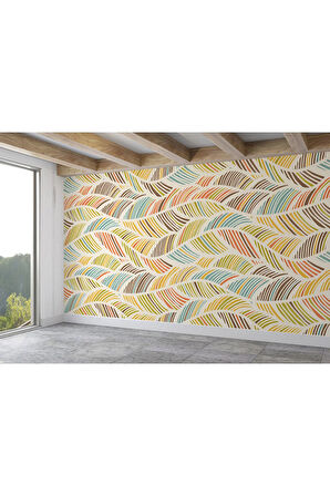 Oxyteez   İskandinav Tarzı Modern Renkli Yapraklar Duvar Kağıdı-5703 5703