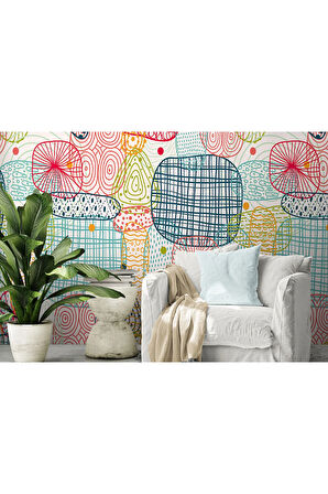 Oxyteez   Soyut Renkli Geometrik Şekiller Duvar Kağıdı-5708 5708