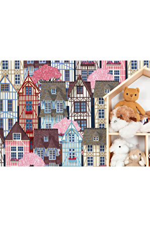 Oxyteez   Renkli Evler Şehir Manzarası Duvar Kağıdı-5711 5711