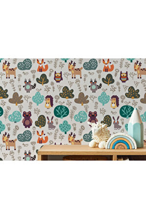 Oxyteez   Doğa Hayvanları Temalı Öğretici Çocuk Odası Duvar Kağıdı-5716 5716