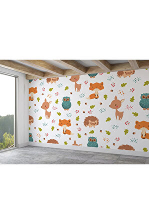 Oxyteez   Doğa Hayvanları Temalı Öğretici Çocuk Odası Duvar Kağıdı-5718 5718
