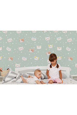 Oxyteez   Sevimli Kediler Desenli Duvar Kağıdı-5721 5721