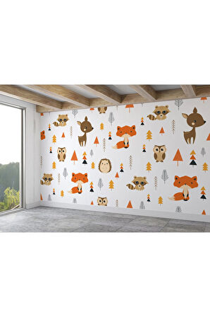 Oxyteez   Doğa Hayvanları Temalı Öğretici Çocuk Odası Duvar Kağıdı-5722 5722
