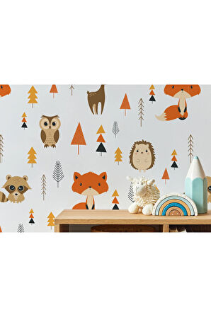 Oxyteez   Doğa Hayvanları Temalı Öğretici Çocuk Odası Duvar Kağıdı-5722 5722