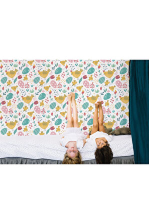 Oxyteez   Çiçekler ve Kuşlar Temalı Öğretici Çocuk Odası Duvar Kağıdı-5724 5724