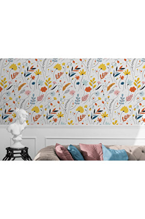 Oxyteez   Renkli Çiçekler Desenli Duvar Kağıdı-5735 5735