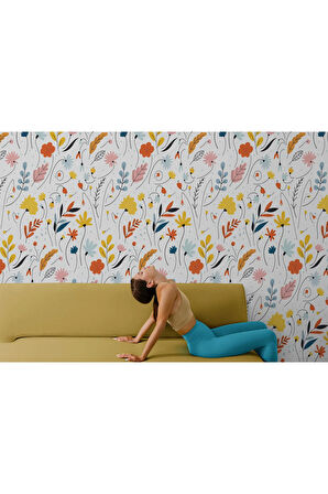 Oxyteez   Renkli Çiçekler Desenli Duvar Kağıdı-5735 5735