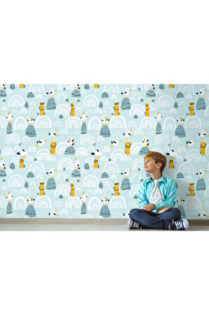 Oxyteez   Sevimli Kuşlar Desenli Duvar Kağıdı-5739 5739