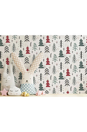 Oxyteez   Sevimli Ağaçlar Çizim Desenli Çocuk Odası Duvar Kağıdı-5740 5740