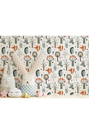 Oxyteez   Doğa Hayvanları Temalı Öğretici Çocuk Odası Duvar Kağıdı-5742 5742