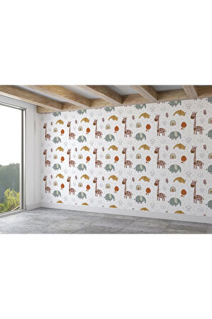 Oxyteez   Doğa Hayvanları Temalı Öğretici Çocuk Odası Duvar Kağıdı-5744 5744