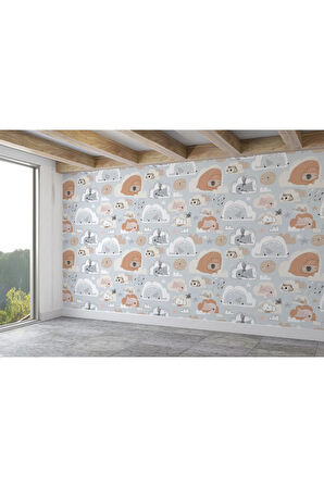 Oxyteez   Uyuyan Doğa Canlıları Desenli Çocuk Odası Duvar Kağıdı-5753 5753