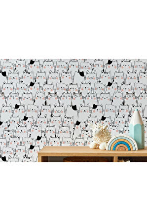 Oxyteez   Sevimli Kediler Desenli Duvar Kağıdı-5754 5754