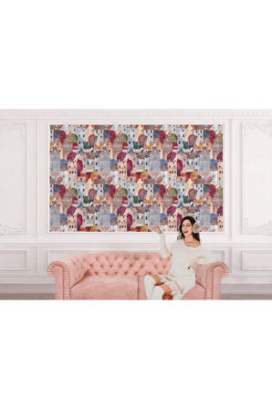 Oxyteez   Renkli Soyut Şehir Manzarası Duvar Kağıdı-5767 5767