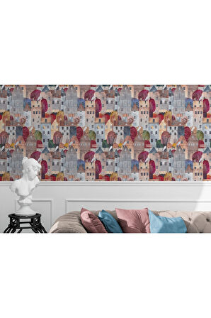 Oxyteez   Renkli Soyut Şehir Manzarası Duvar Kağıdı-5767 5767