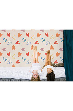 Oxyteez   Renkli Kalp Desenli Kız Çocuğu Odası Duvar Kağıdı-5769 5769