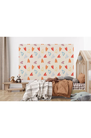 Oxyteez   Renkli Kalp Desenli Kız Çocuğu Odası Duvar Kağıdı-5769 5769