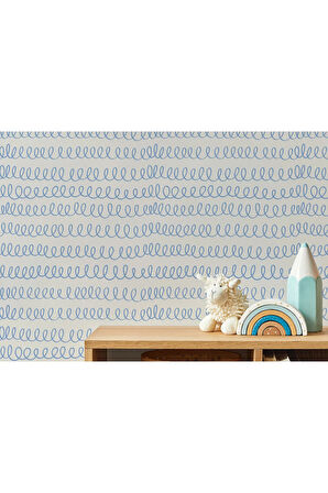 Oxyteez   Mavi Çizgi Desenli Çocuk Odası Duvar Kağıdı-5774 5774