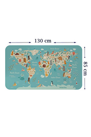 Eğitici Çocuk Odası Dünya Haritası Dünya Atlası Çocuk ve Bebek Duvar Sticker-85x130-3770