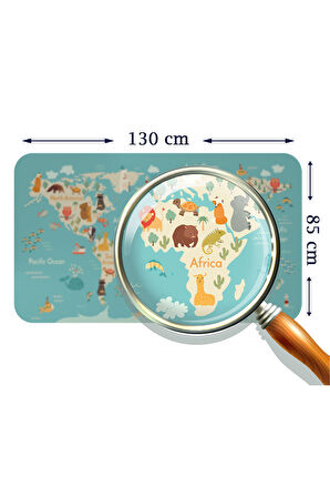 Eğitici Çocuk Odası Dünya Haritası Dünya Atlası Çocuk ve Bebek Duvar Sticker-85x130-3770